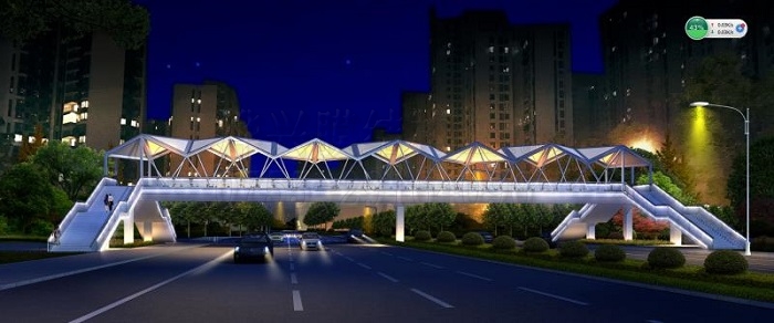 燁興-長沙梅溪湖天橋膜結(jié)構(gòu)工程正在施工中